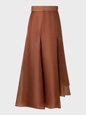 Akris Asymmetric Pleated Silk Organza Flared Midi Skirt Size US 6 $1,990.00